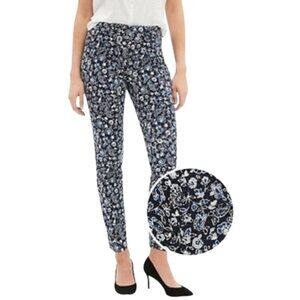 GAP Signature Skinny Ankle Pants Blue Abstract Floral Print Cotton Blend